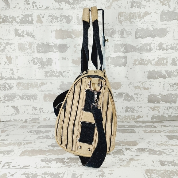 Lionel Black Tan Suede Stripes Shoulder/Crossbody Bag 0596 - Picture 4 of 12